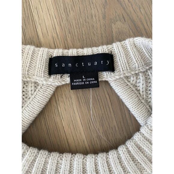 Sanctuary Womens Gray Loose Knit Open Back Crew Neck Sweater NWT Size Large - Picture 8 of 11